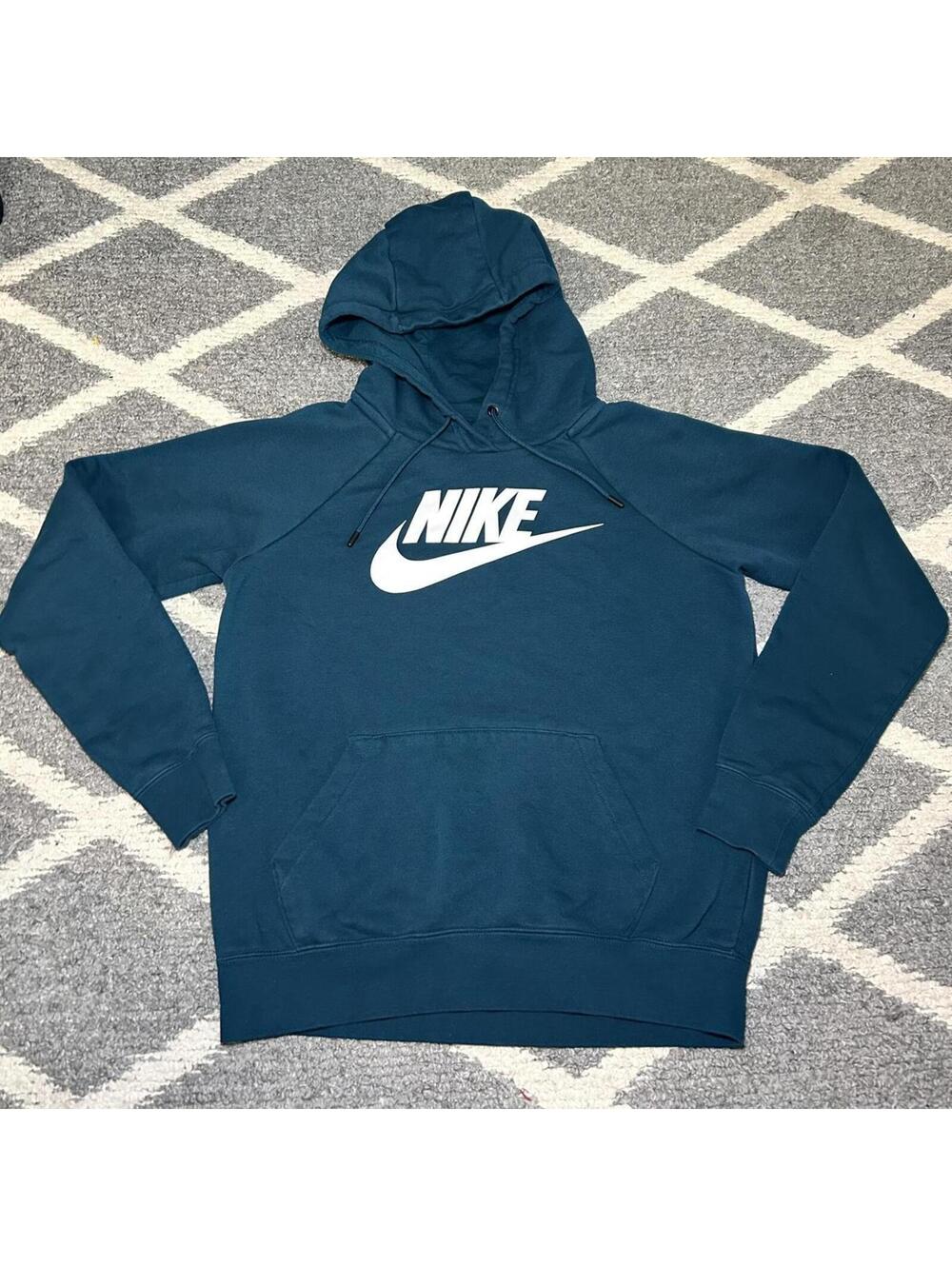 Nike Pull Over Hoodie Dark Green, Logo & Swoosh, Activewear Fitness Adult XS
